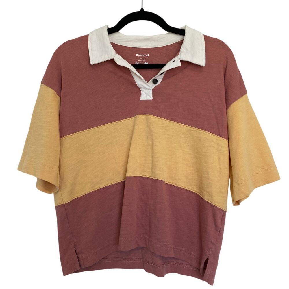 Madewell Top Womens Small Academia Minimalist Preppy Color Blocking Oversized